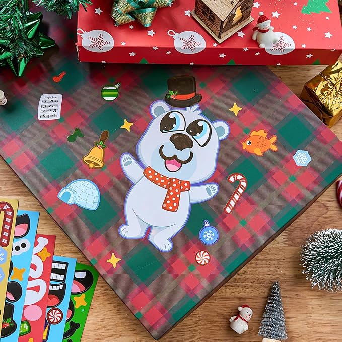 JOYIN 36 Pcs Christmas Make-a-face Sticker Sheets Make Your Own Xmas Characters Sticker with Santa Santa, Gnome, Reindeer, Snowman, for Kids Party Favor, Art Craft Supplies, Classroom Activities Game