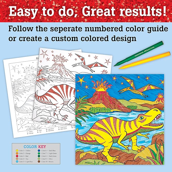 Faber-Castell Color by Number Foil Fun - T-Rex - Color and Display 1 Dinosaur Color by Number Board