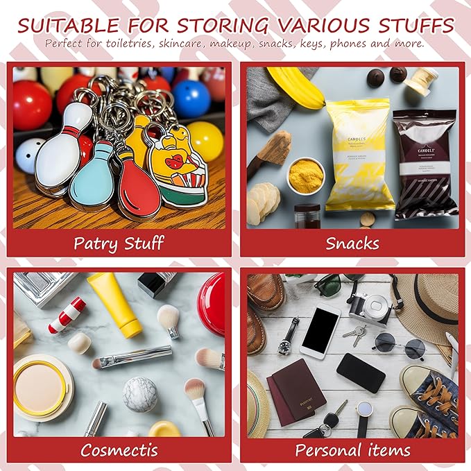 BuyCard 2 Pcs Bowling Gifts Makeup Bag with Chenille Letter Patch, Clear Cosmetic Pouch PVC Organizer Purse, Waterproof Travel Bag, Portable Toiletry Storage Bag for Her Girls Friends Women