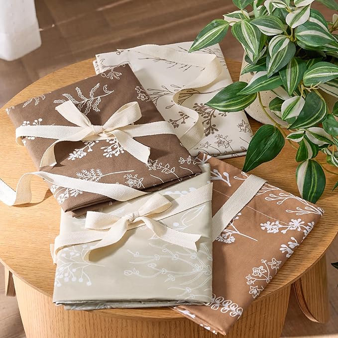 Bedsure Twin/Twin XL Comforter Set - Brown Bed Set, 2 Pieces Cute Floral Bedding, 1 Soft Reversible Botanical Flowers Comforter and 1 Pillow Shams