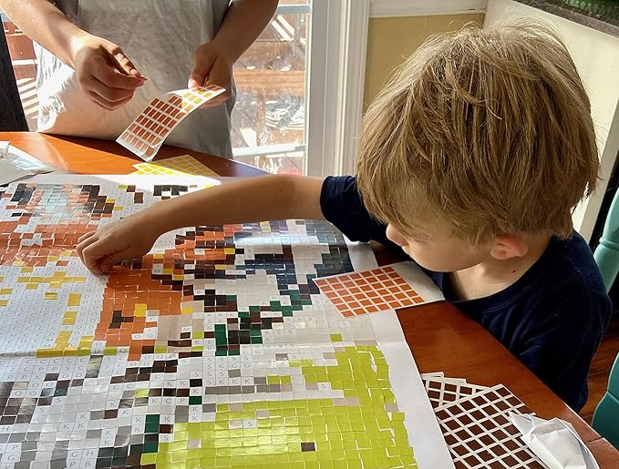 Huge Mosaic Puzzle Poster Kits | Group Project | No Mess Paint by Sticker | Stay at Home Activity | Classroom | One Sticker at a Time! | Large Tiger | Learning Fun | 40” X 36” Giant Poster