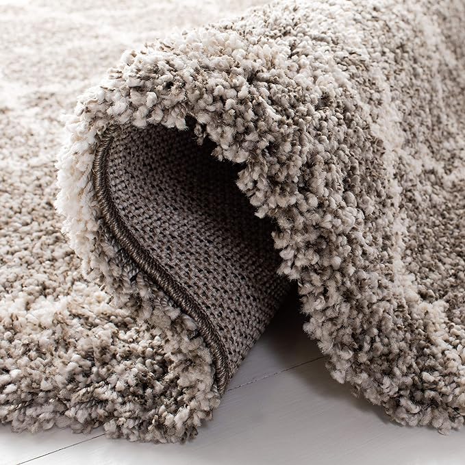 SAFAVIEH Hudson Shag Collection 7' Round Grey/Ivory SGH282B Moroccan Trellis Non-Shedding Living Room Bedroom Dining Room Entryway Plush 2-inch Thick Area Rug