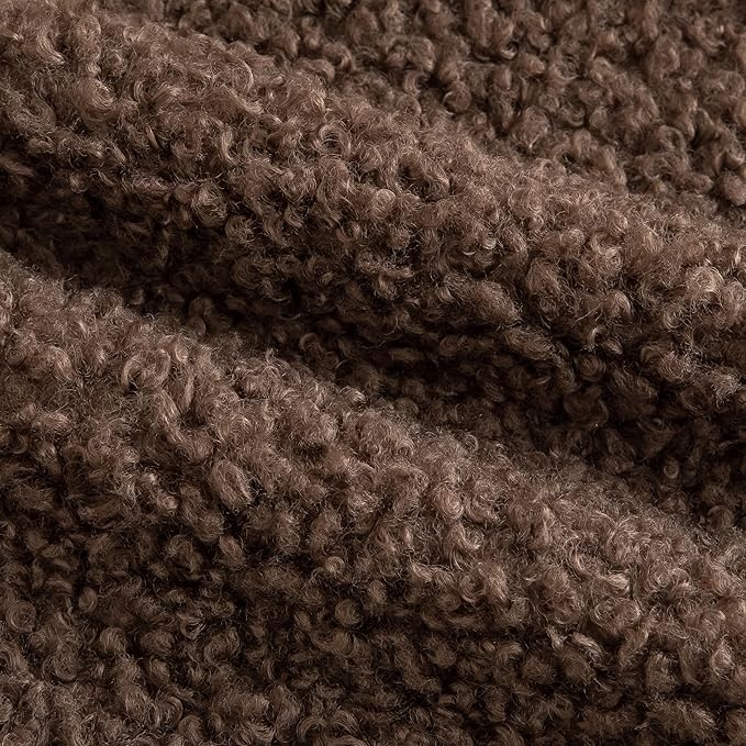 Pack of 2 Curly Teddy Wool Faux Fur Throw Pillow Covers Fuzzy Accent Soft Sherpa Pillowcases Sheepskin Fleece Decorative Cushion Case for Sofa Couch Living Room 18x18 Inch Chocolate