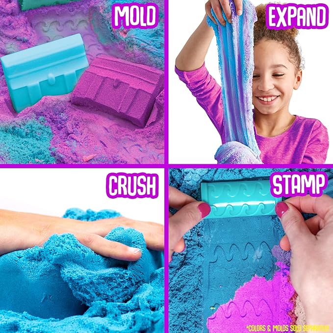 by Horizon Group USA, 1.5 lbs of Berry Scented Moldable, Stretchable, Expandable Cloud Slime, Blue & Purple Marbled, Slimy Play Sand in Reusable Bucket, Non Stick, Sensory Activity
