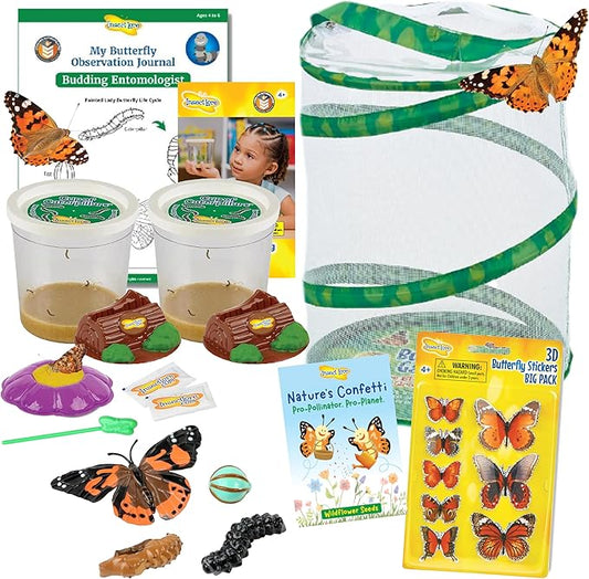 Insect Lore Butterfly Garden As Seen On TV | Butterfly Kit with Live Caterpillars | 10 Live Baby Caterpillars, Reusable Habitat, STEM Butterfly Journal & More