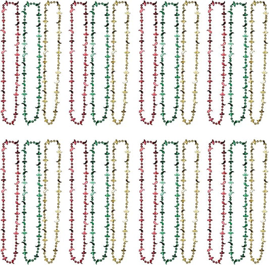 Beistle S57262AZ4 Plastic Fiesta Beaded Necklaces 24 Piece Mexican Party Supplies Chili Pepper Sombrero Favors, 33", Red/Green/Yellow