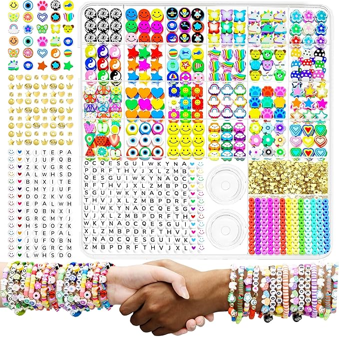 ARTDOT 1642 Pieces Clay Beads for Friendship Bracelets Making Kit, 24 Styles Jewelry Making Supplies Cute Beads Charms with Elastic String and Organizer Gifts for Teens Girls Ages 6 7 8 9 10 11 12