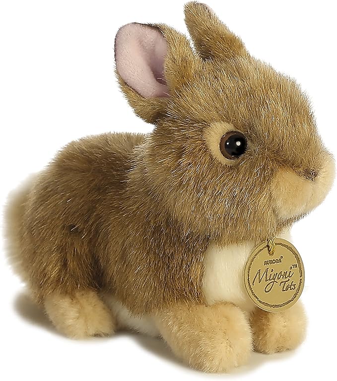 Aurora® Adorable Miyoni® Tots Baby Bunny Stuffed Animal - Lifelike Detail - Cherished Companionship - Brown 7 Inches