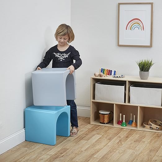 ECR4Kids Tri-Me 3-In-1 Cube Chair, Kids Furniture, Light Grey