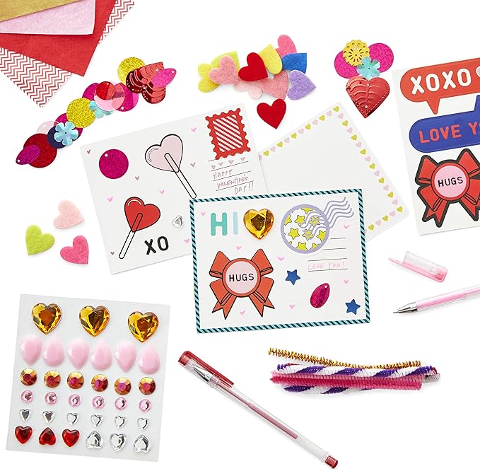 Kid Made Modern Valentine's Day DIY Craft Kit for Kids 6+ - Complete Mailbox & Card Making Set with 250+ Art Pieces - Creative & Engaging Activities for Boys & Girls