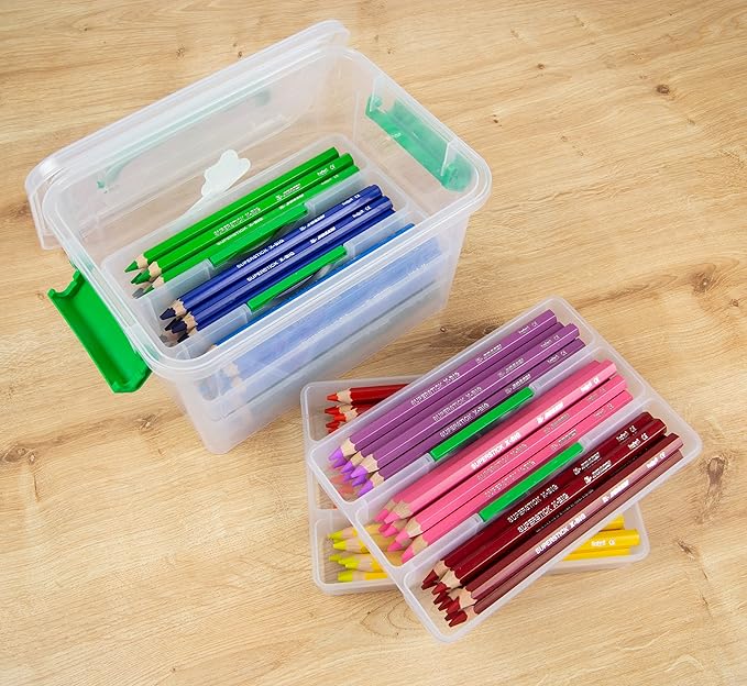 JOLLY X-Big Premium Jumbo Colored Pencils with Stackable Kindergarten Tote Box; 96 Pcs (8 each of 12 primary colors), Perfect for Group Projects, Classrooms, Special Needs, Art Therapy, Pre-School