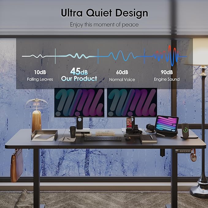 Monomi Electric Standing Desk, 71 x 31.5 inches Height Adjustable, Ergonomic Home Office Sit Stand Up Desk with Memory Preset Controller (Black Top/Black Frame)