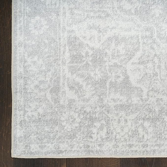 Nourison Astra Machine Washable Grey 5'3" x 7' Area Rug - Easy Cleaning, Non Shedding, Bed Room, Living Room, Dining Room, Kitchen (5' x 7')