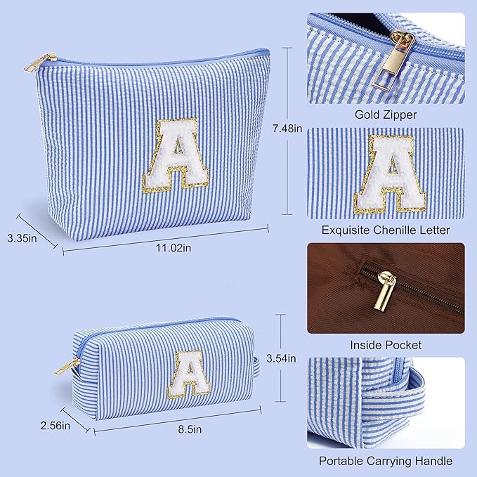 YOOLIFE Valentines Gifts for Teen Girls Kids | Cosmetic Bag | Travel Toiletry Bag | Gift for Teacher Teen Girls Girlfriend Bridal Shower | Birthday Gift for Kids | 15 14 13 Year Old Girl Gifts Blue A