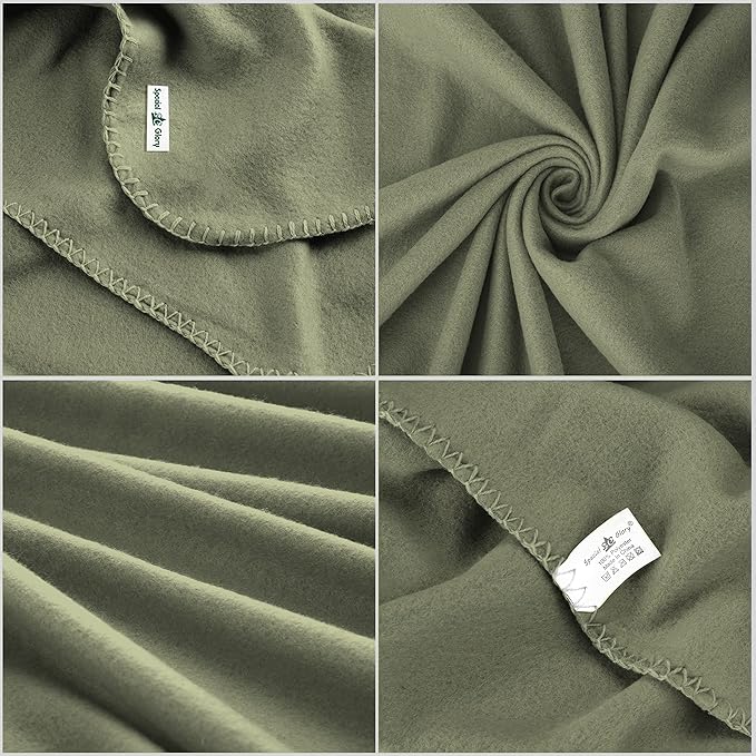 Special SG Glory Fleece Throw Blanket Set Bulk for Travel Kids Outdoor Wedding Pet (Olive Green, Pack of 6 50x60 Inches)