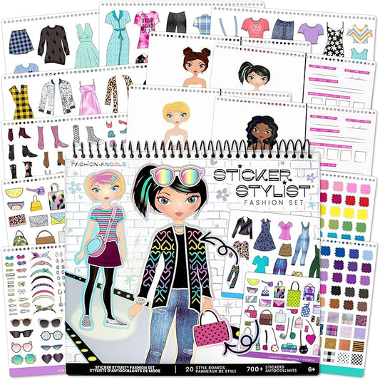 Fashion Angels Sticker Stylist Designer Kit for Girls - Kids Sticker By Number Book For Girls - 700+ Stickers - Fashion Sticker Activity Book - Road Trip Essentials for Kids Ages 6 and Up
