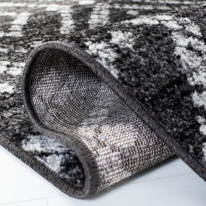SAFAVIEH Adirondack Collection Runner Rug - 2'6" x 10', Black & Ivory, Modern Diamond Distressed Design, Non-Shedding & Easy Care, Ideal for High Traffic Areas in Living Room, Bedroom (ADR131A)