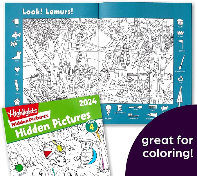 Highlights Hidden Pictures 2024 Activity Books for Kids Ages 6 and Up, 4-Book Set of Travel-Friendly Screen Free Seek and Find Fun, Books Double as Coloring Books