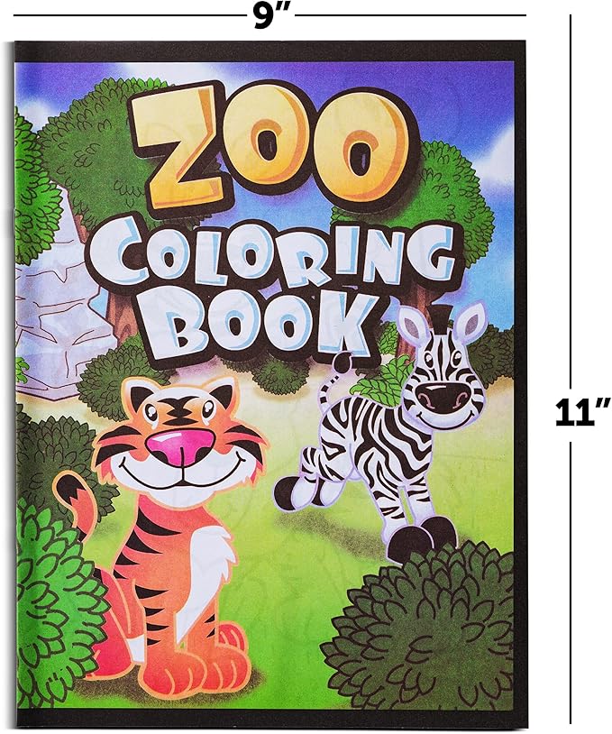 18Pcs Zoo Animal Coloring Books Bulk for Kids - 9"x11" Animal Party Favors with Jungle Safari Animals and Activity Sheets for Goodie Bags, Classrooms and Themed Birthday Supplies (Pack of 18)