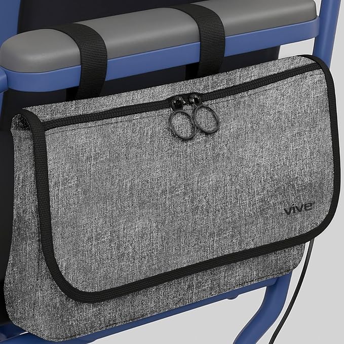 Vive Wheelchair Carry Bag - Arm Rest Pouch for Rollator, Walkers, Power Wheel Chairs and Knee Scooters - Side Storage Organizer for Elderly, Seniors, Adults (Gray)
