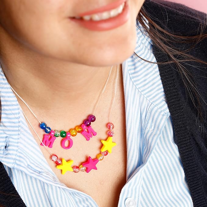 Incraftables Crackle Glass Beads 1100pcs 24 Colors. Crystal Beads for Jewelry Making Kit (6mm) for Bracelets Making for Kids & Adults with Elastic String & Organizer.