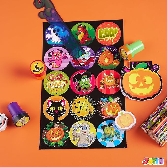 JOYIN 168PCS Halloween Stationery Set, Art Set for Kids' Birthday Gifts, 24 Pack Halloween Themed Stationery Set, Halloween Class Exchange, Party Favors Carnival Game Prizes, Halloween Stationery Gift