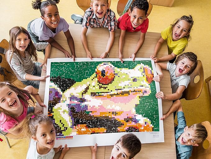 Huge Mosaic Puzzle Poster Kits | Group Project | No Mess Paint by Sticker | Stay at Home Activity | Classroom | One Sticker at a Time! | Large Frog | Learning Fun | 40” X 36” Giant Poster
