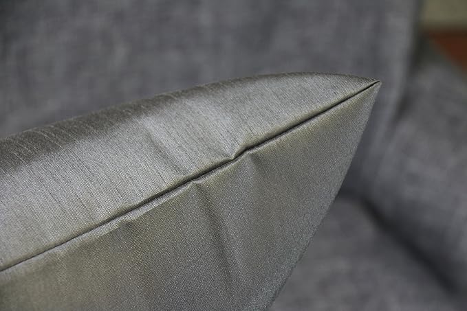 Aiking Home 12x18 Inches Faux Silk Rectangular Throw Pillow Cover, Zipper Closure, Charcoal (Set of 2)
