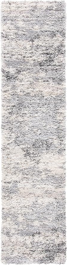 SAFAVIEH Berber Shag Collection Runner Rug - 2' x 12', Ivory & Beige, Modern Abstract Design, Non-Shedding & Easy Care, 1.2-inch Thick Ideal for High Traffic Areas in Living Room, Bedroom (BER272A)