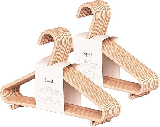 3 Sprouts Wheat Straw Plastic Hangers - 30-Pack Eco-Conscious Toddler Hangers for Child & Baby Clothes, Coats - Kid Closet Hangers Ideal for Small Girls, Boys, Children & Kids - Speckled Pink