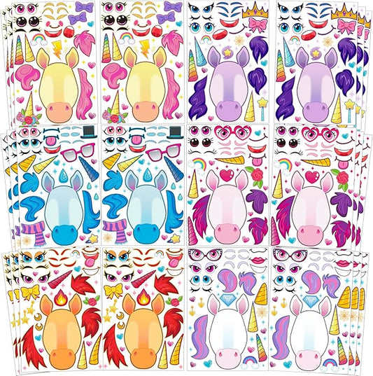 JOYIN 36PCS 9.8"x6.7" Make a face Stickers for Kids, Make Your Own Unicorn Stickers, Party Favors Kids Crafts, Goodie Bags Stuffers, Classroom Rewards