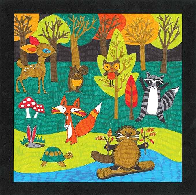 Faber-Castell Color by Number Woodland Forest Friends - Color and Display 1 Color by Number Board, 14 Piece Set