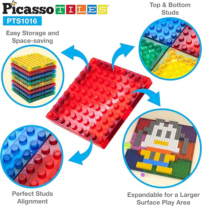PicassoTiles 1016pcs Magnetic Brick Tile and Building Brick Block Combo Set, Magnetic Tiles, Building Blocks STEM Toys, Educational Preschool Toddler Learning Toys, Kids Activity & Creativity