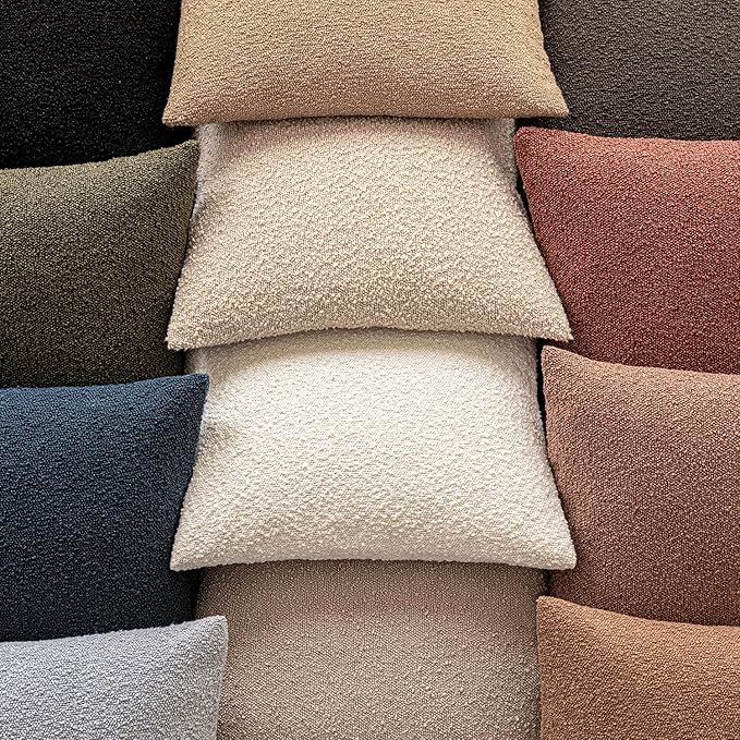 Foindtower Set of 2, Decorative Textured Boucle Throw Pillow Covers Accent Solid Pillow Cases Neutral Soft Couch Cushion Case for Chair Sofa Bedroom Living Room Home Decor 24x24Inch Dirty Sage Green