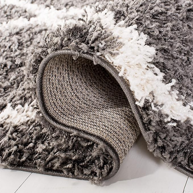 SAFAVIEH Dallas Shag Collection 2'3" x 6' Dark Grey/Ivory SGDS257A Trellis Non-Shedding Living Room Bedroom Dining Room Entryway Plush 1.5-inch Thick Runner Rug
