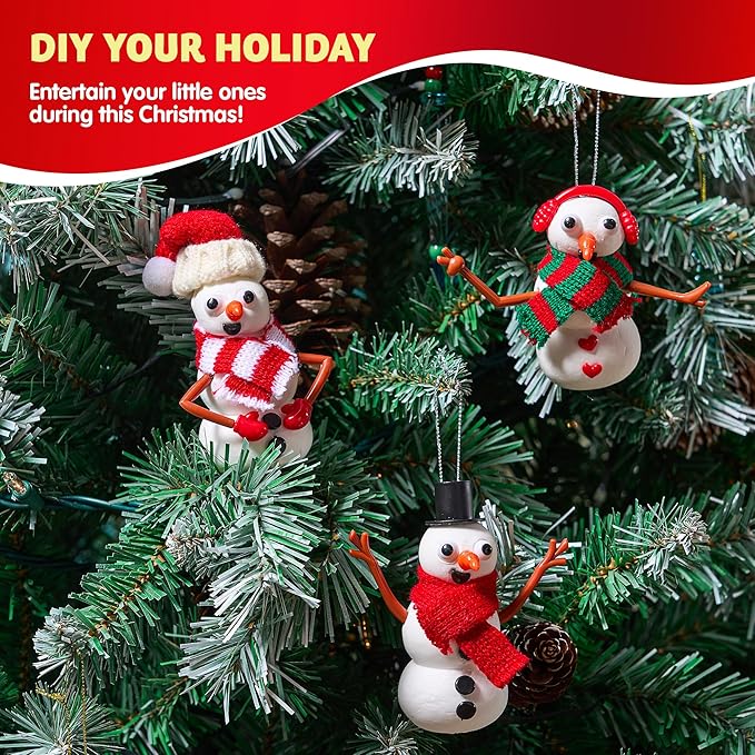 JOYIN Christmas Build Your Snowman Craft Kit, 6 Pack DIY Snowman Christmas Craft Kit for Christmas Party Favor, School Arts and Craft Activities, Xmas Gift Stocking Stuffers for Kids, Holiday Presents