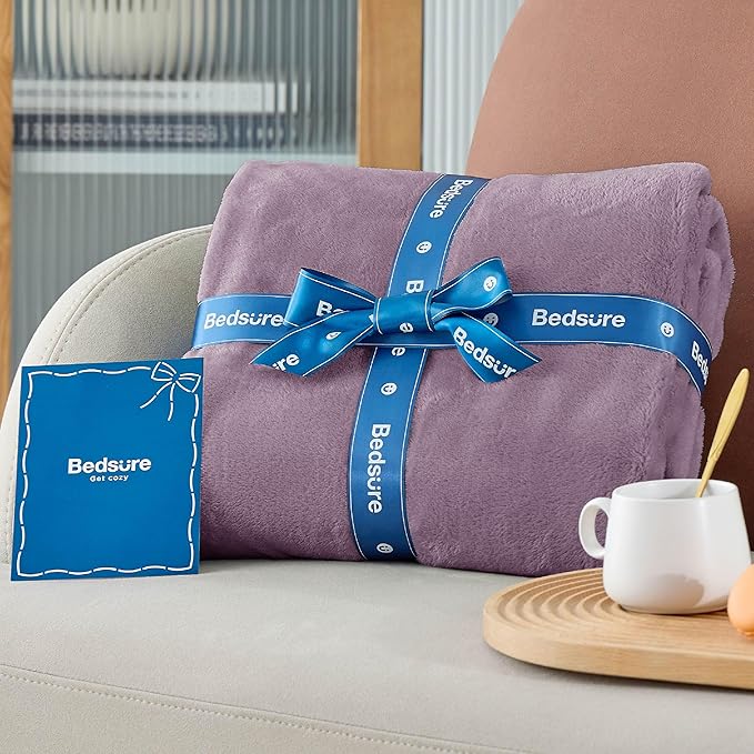 Bedsure GentleSoft Fleece Blankets Twin Size Fog Purple - 300GSM Lightweight Plush Fuzzy Cozy Soft Blanket for Bed, Sofa, Couch, Travel, Camping, 60x80 inches