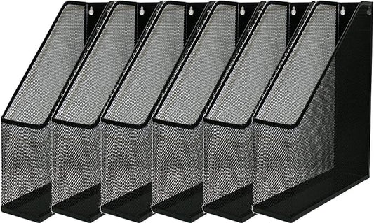 YBM HOME Steel Mesh Wall Magazine File Holder for Home & Office Organization, Serves as a Magazine Rack, Desk Organizer, Letter and Mail Bin, Holds Up to 20 Magazines - 6-Pack Black, 1101-6