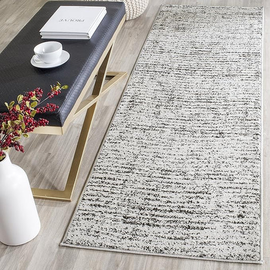 SAFAVIEH Adirondack Collection Runner Rug - 2'6" x 8', Black & Silver, Modern Abstract Design, Non-Shedding & Easy Care, Ideal for High Traffic Areas in Living Room, Bedroom (ADR117A)