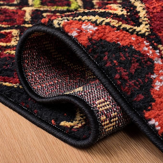 SAFAVIEH Amsterdam Collection Accent Rug - 2'3" x 4', Black & Multi, Moroccan Boho Design, Non-Shedding & Easy Care, Ideal for High Traffic Areas in Entryway, Living Room, Bedroom (AMS108P)