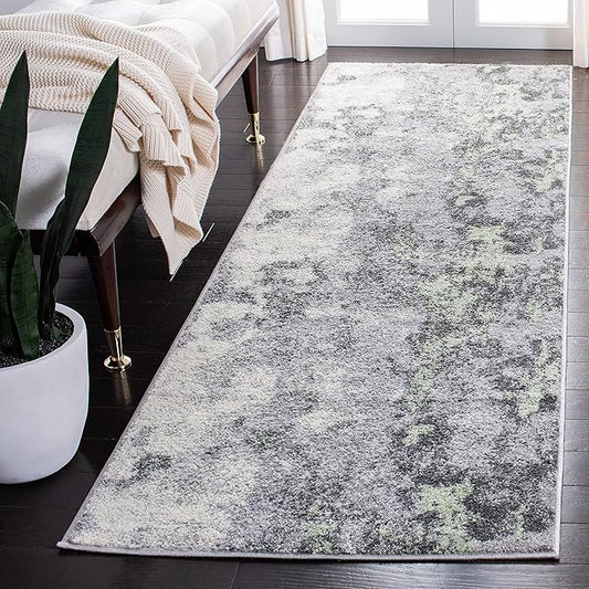 SAFAVIEH Adirondack Collection Runner Rug - 2'6" x 6', Green & Grey, Modern Abstract Design, Non-Shedding & Easy Care, Ideal for High Traffic Areas in Living Room, Bedroom (ADR134F)