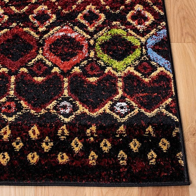 SAFAVIEH Amsterdam Collection Accent Rug - 2'3" x 4', Black & Multi, Moroccan Boho Design, Non-Shedding & Easy Care, Ideal for High Traffic Areas in Entryway, Living Room, Bedroom (AMS108P)