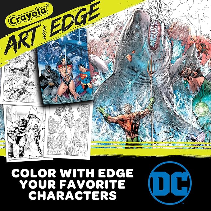 Crayola Art with Edge - Justice League Coloring Book (28 Pages), Superhero Coloring Book, Adult Coloring, Gift for Teens