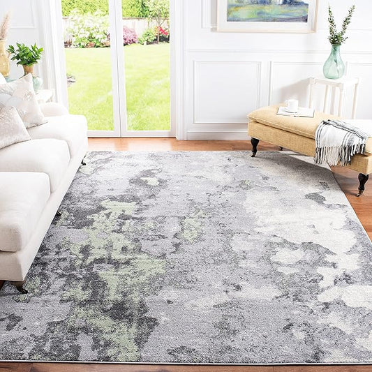 SAFAVIEH Adirondack Collection Area Rug - 9' x 12', Green & Grey, Modern Abstract Design, Non-Shedding & Easy Care, Ideal for High Traffic Areas in Living Room, Bedroom (ADR134F)