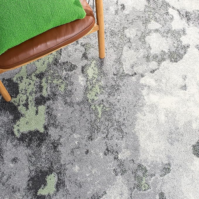 SAFAVIEH Adirondack Collection Area Rug - 5'1" x 7'6", Green & Grey, Modern Abstract Design, Non-Shedding & Easy Care, Ideal for High Traffic Areas in Living Room, Bedroom (ADR134F)