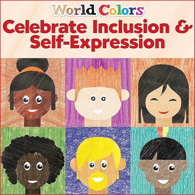 Faber Castell World Colors Beeswax Crayons - 15 Count, 9 Traditional and 6 Skin Color Crayons - Multicultural Crayons for Kids