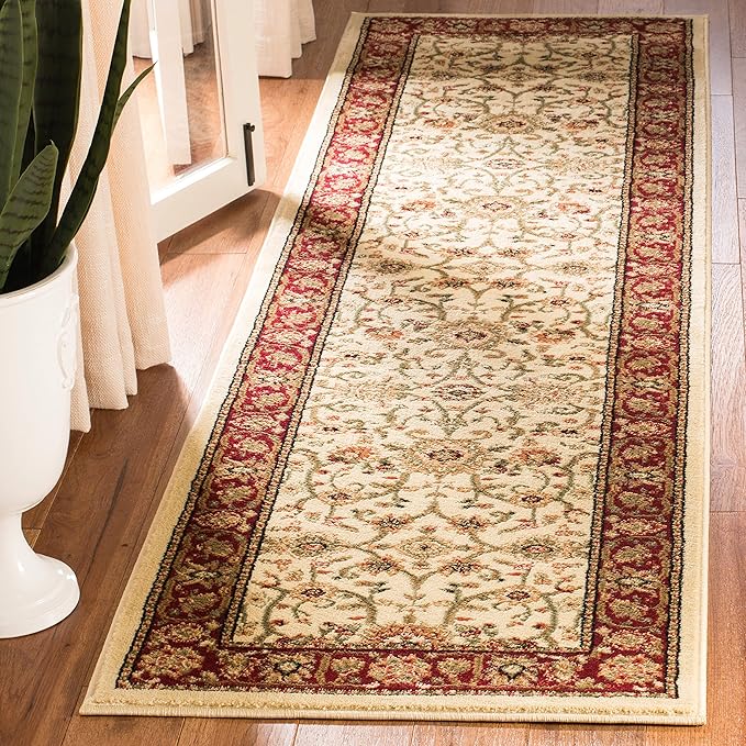 SAFAVIEH Lyndhurst Collection Runner Rug - 2'3" x 8', Ivory & Red, Traditional Oriental Design, Non-Shedding & Easy Care, Ideal for High Traffic Areas in Living Room, Bedroom (LNH212K)