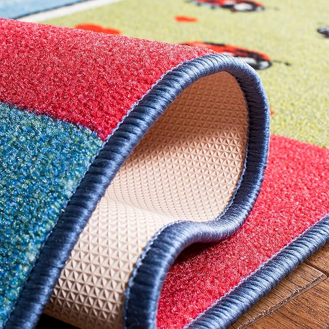 SAFAVIEH Kids Playhouse Collection Accent Rug - 3'3" x 5'3", Blue & Green, Non-Shedding Machine Washable & Slip Resistant Ideal for High Traffic Areas for Boys & Girls in Playroom, Bedroom (KPH224M)