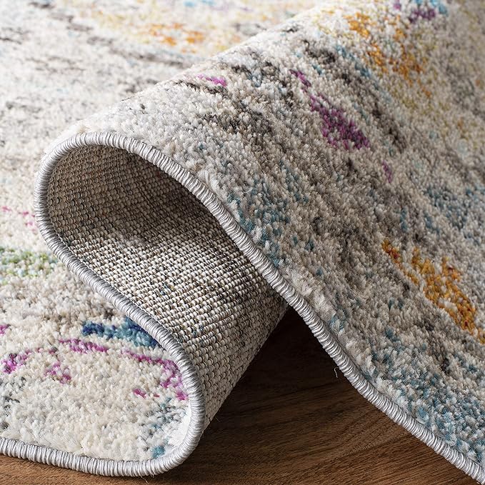 SAFAVIEH Madison Collection Runner Rug - 2' x 8', Grey & Yellow, Boho Diamond Distressed Design, Non-Shedding & Easy Care, Ideal for High Traffic Areas in Living Room, Bedroom (MAD418F)