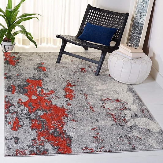 SAFAVIEH Adirondack Collection Accent Rug - 4' x 6', Orange & Grey, Modern Abstract Design, Non-Shedding & Easy Care, Ideal for High Traffic Areas in Entryway, Living Room, Bedroom (ADR134P)